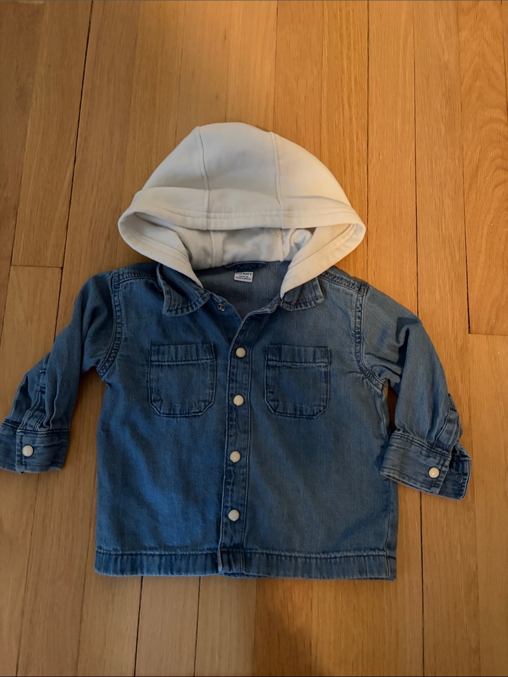 Toddler Hooded Denim Jacket with White Hood